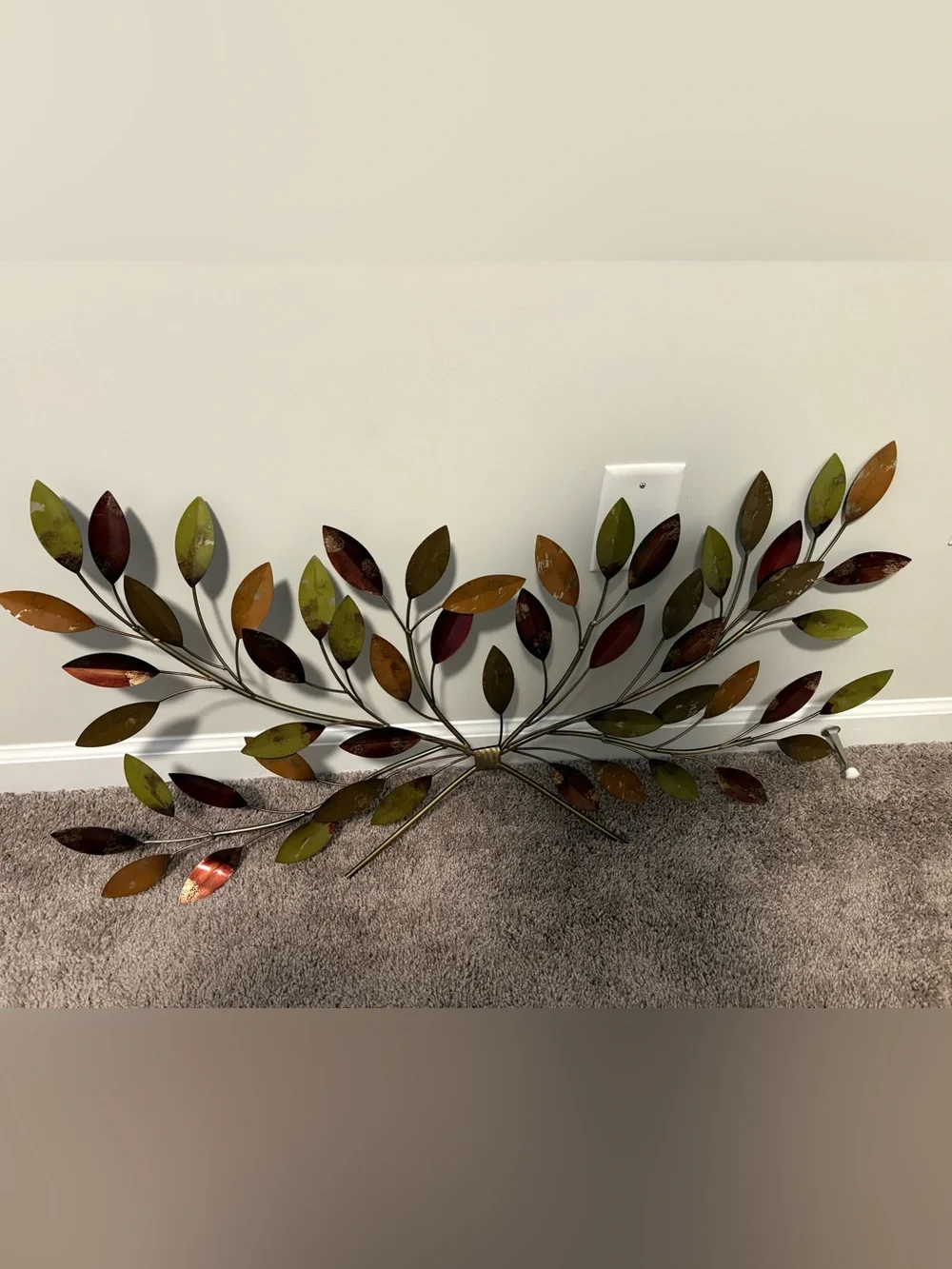 Metal Leaf Wall Decor in Green, Brown & Rust